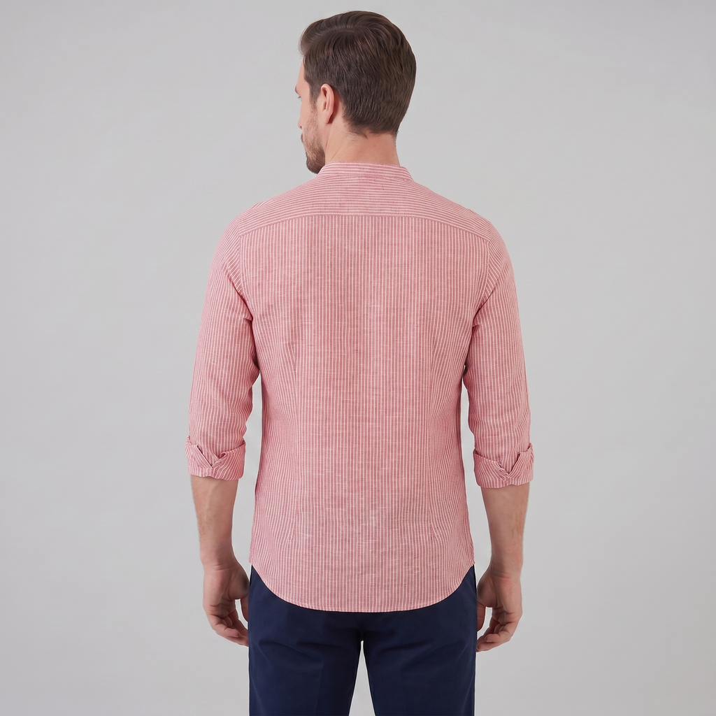 Men's Striped Long Sleeve Henley Shirt - Cotton Casual Wear Top
