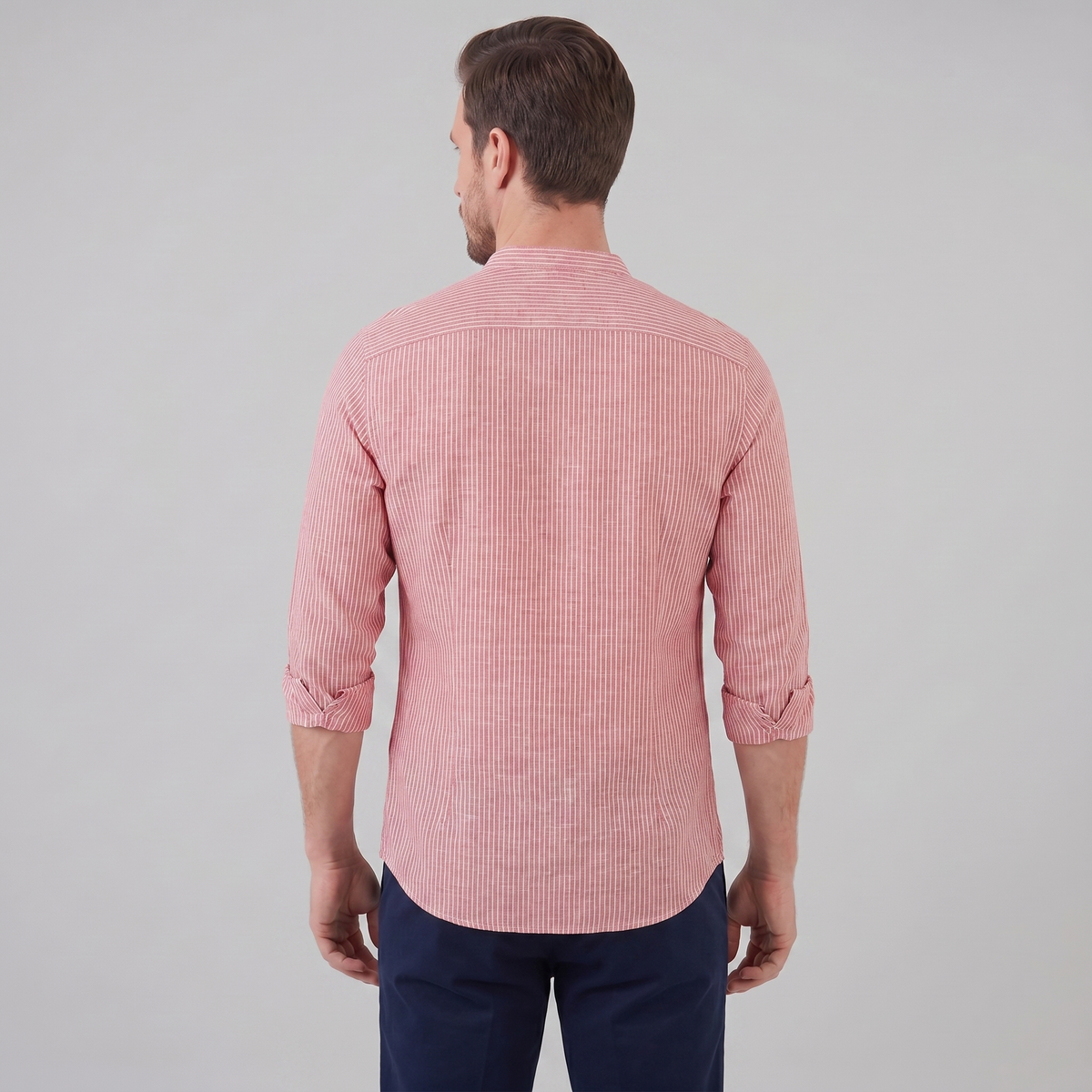 Men's Striped Long Sleeve Henley Shirt - Cotton Casual Wear Top