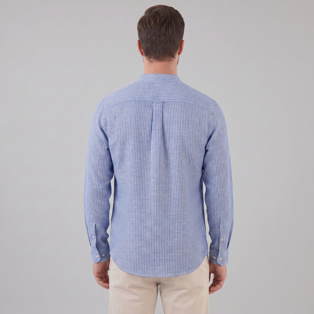 Men's Striped Long Sleeve Henley Shirt - Cotton Casual Wear Top