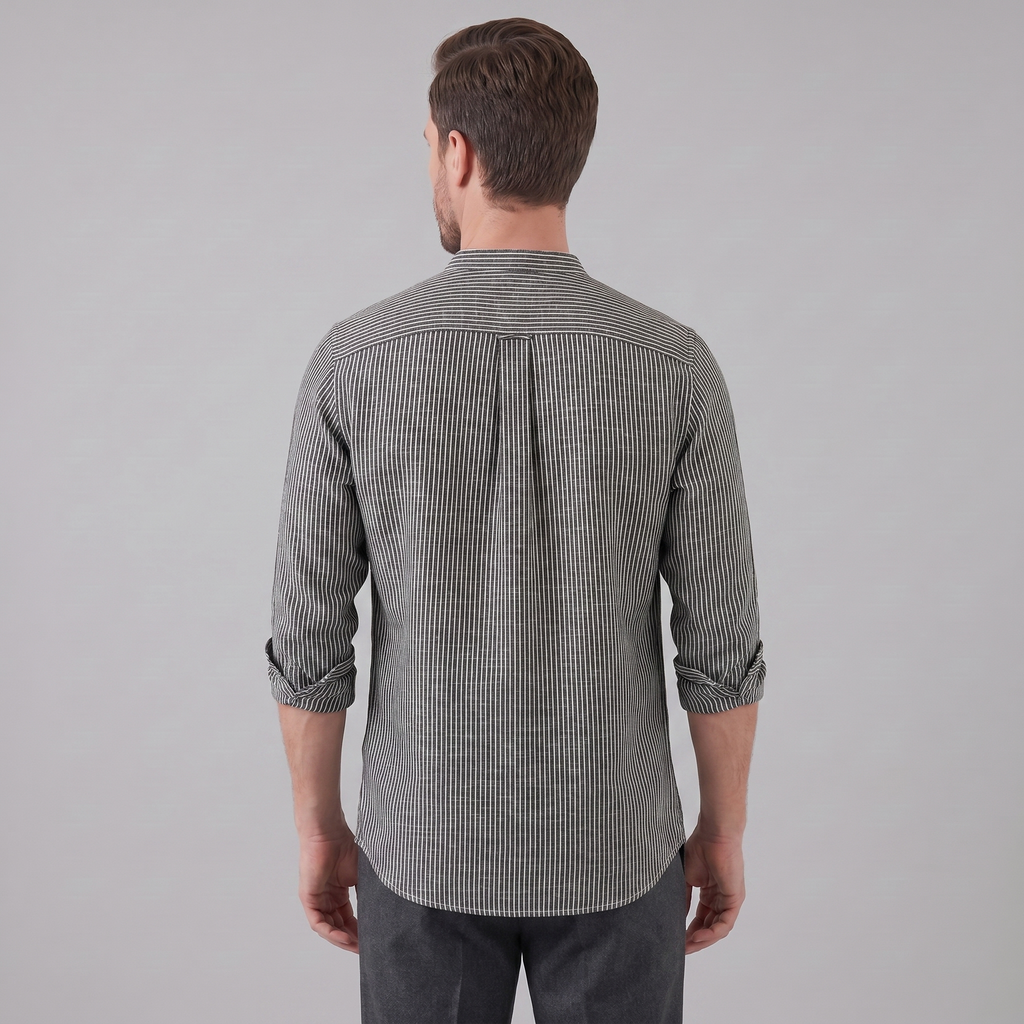 Men's Striped Long Sleeve Henley Shirt - Cotton Casual Wear Top