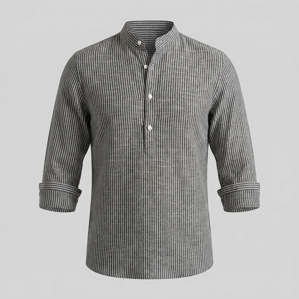 Men's Striped Long Sleeve Henley Shirt - Cotton Casual Wear Top