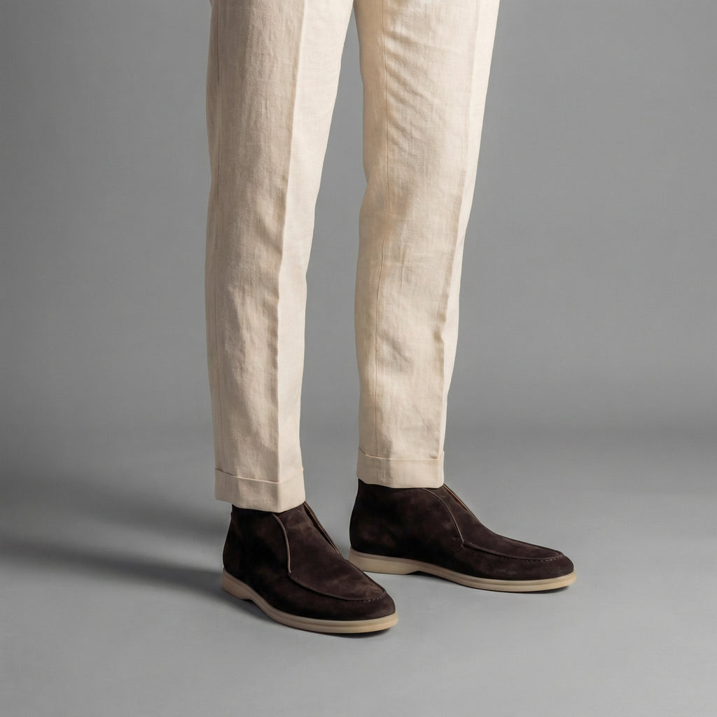 Men's Suede High Loafers for Casual and Formal Wear - Comfortable Slip-On Design