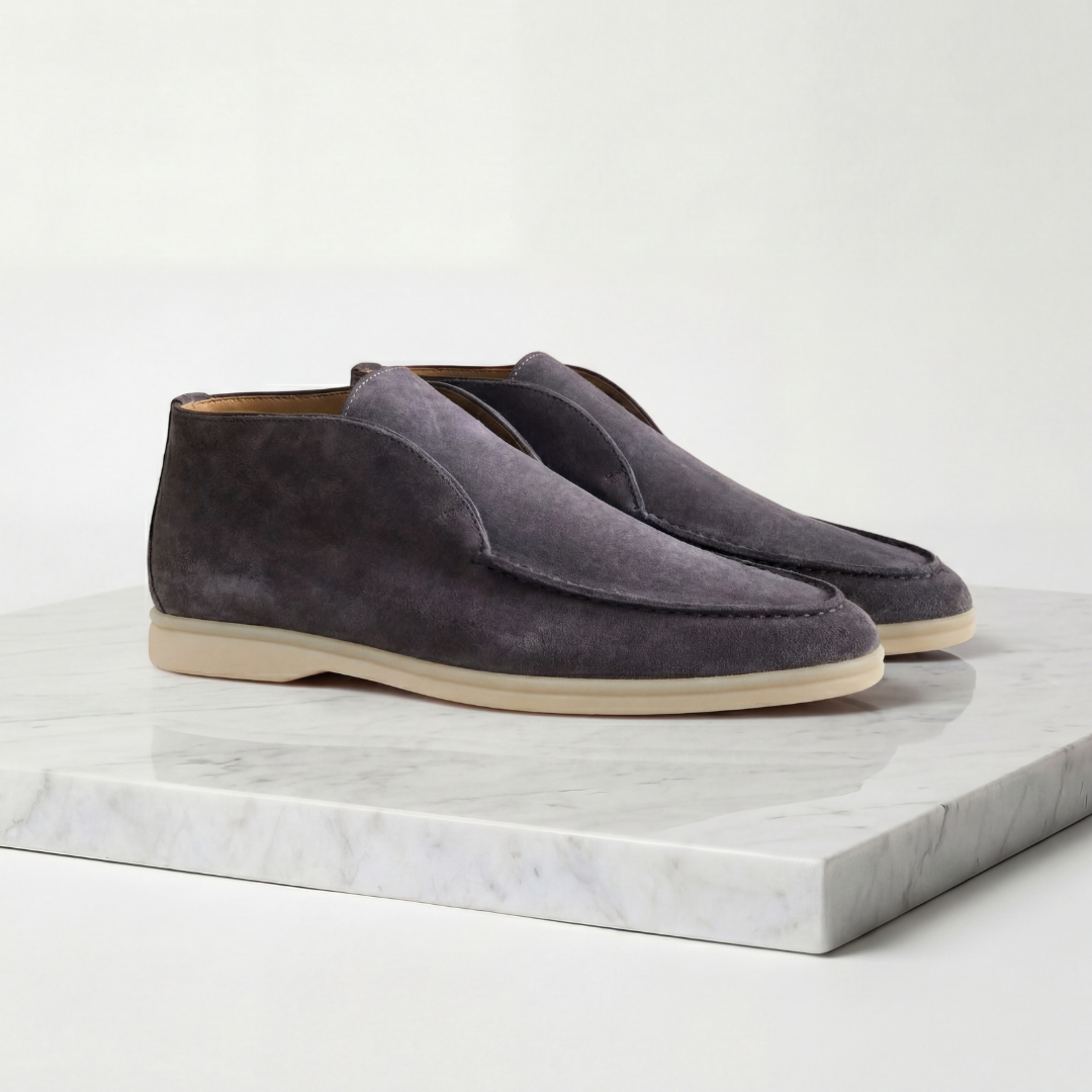 Men's Suede High Loafers for Casual and Formal Wear - Comfortable Slip-On Design