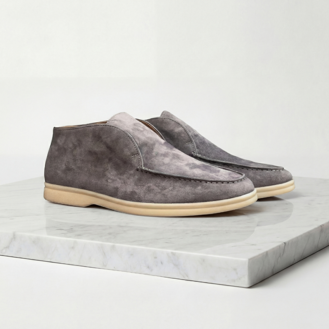 Men's Suede High Loafers for Casual and Formal Wear - Comfortable Slip-On Design