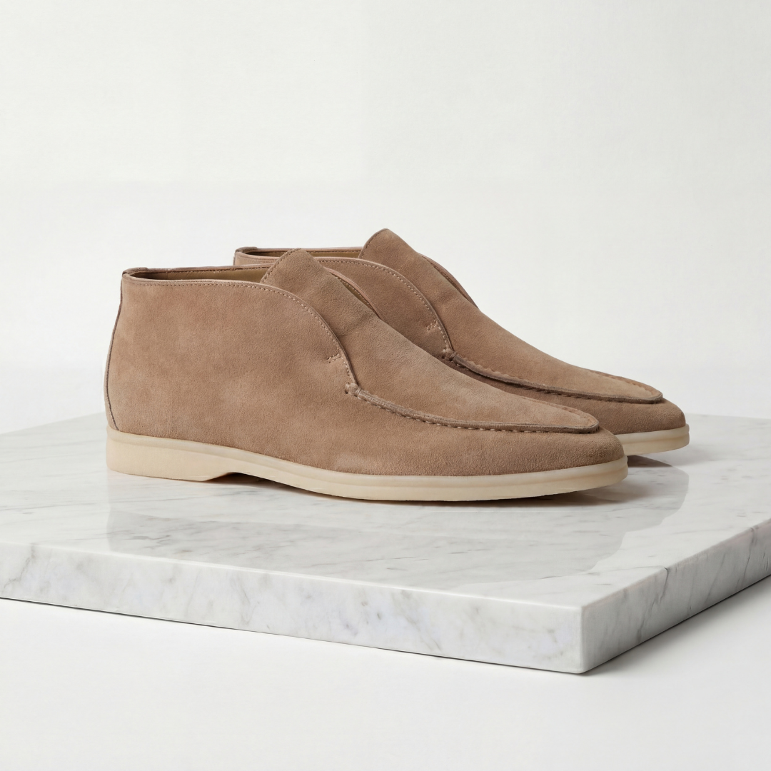 Men's Suede High Loafers for Casual and Formal Wear - Comfortable Slip-On Design