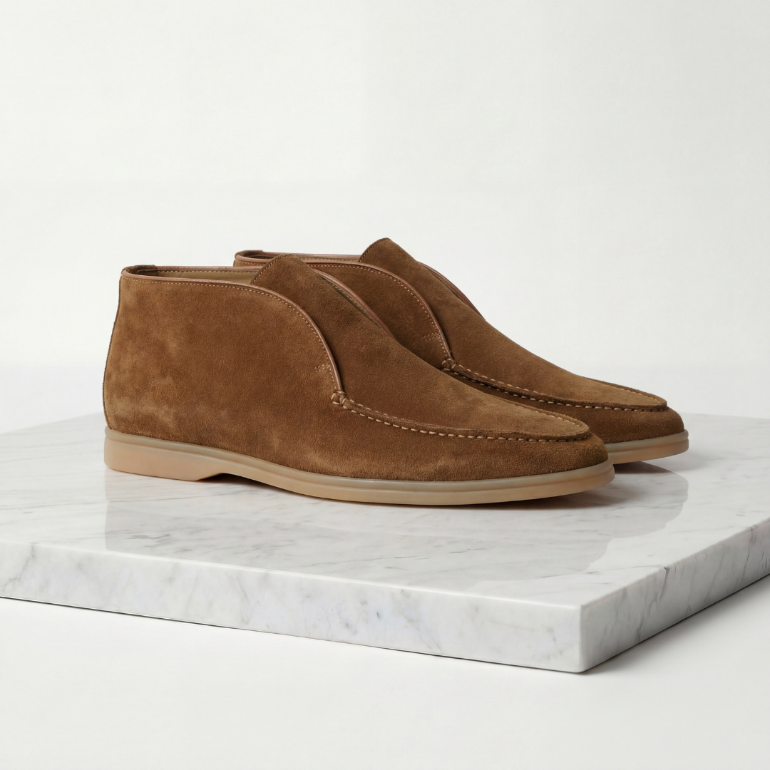 Men's Suede High Loafers for Casual and Formal Wear - Comfortable Slip-On Design
