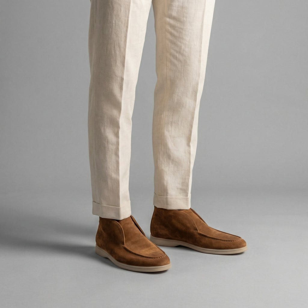 Men's Suede High Loafers for Casual and Formal Wear - Comfortable Slip-On Design