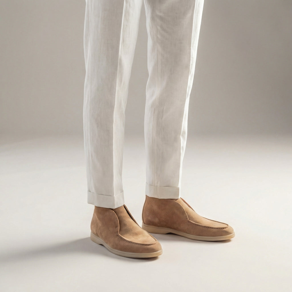 Men's Suede High Loafers for Casual and Formal Wear - Comfortable Slip-On Design