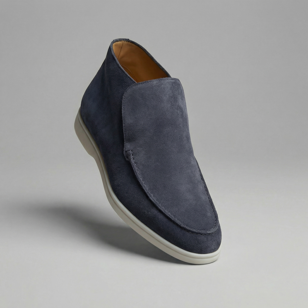 Men's Suede Loafers - High-Top Design for Casual or Formal Wear