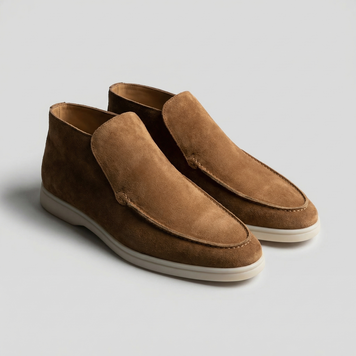 Men's Suede Loafers - High-Top Design for Casual or Formal Wear