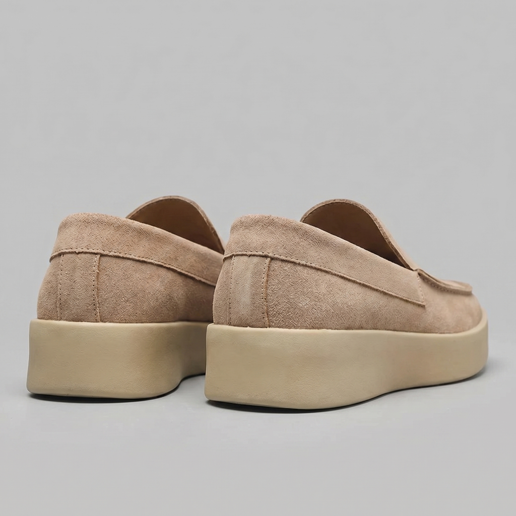 Men's Suede Mid Loafers for Casual and Formal Wear - Comfortable Slip-On Design