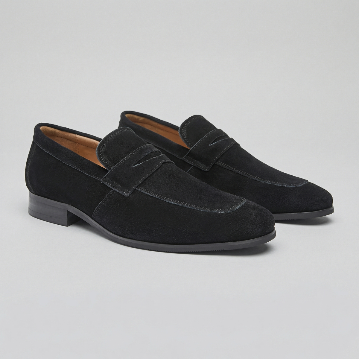 Men's Suede Penny Loafers - Classic Design for Casual and Formal Wear