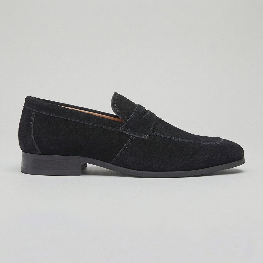 Men's Suede Penny Loafers - Classic Design for Casual and Formal Wear