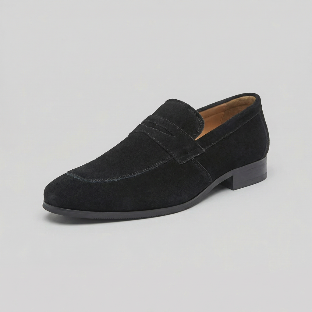 Men's Suede Penny Loafers - Classic Design for Casual and Formal Wear