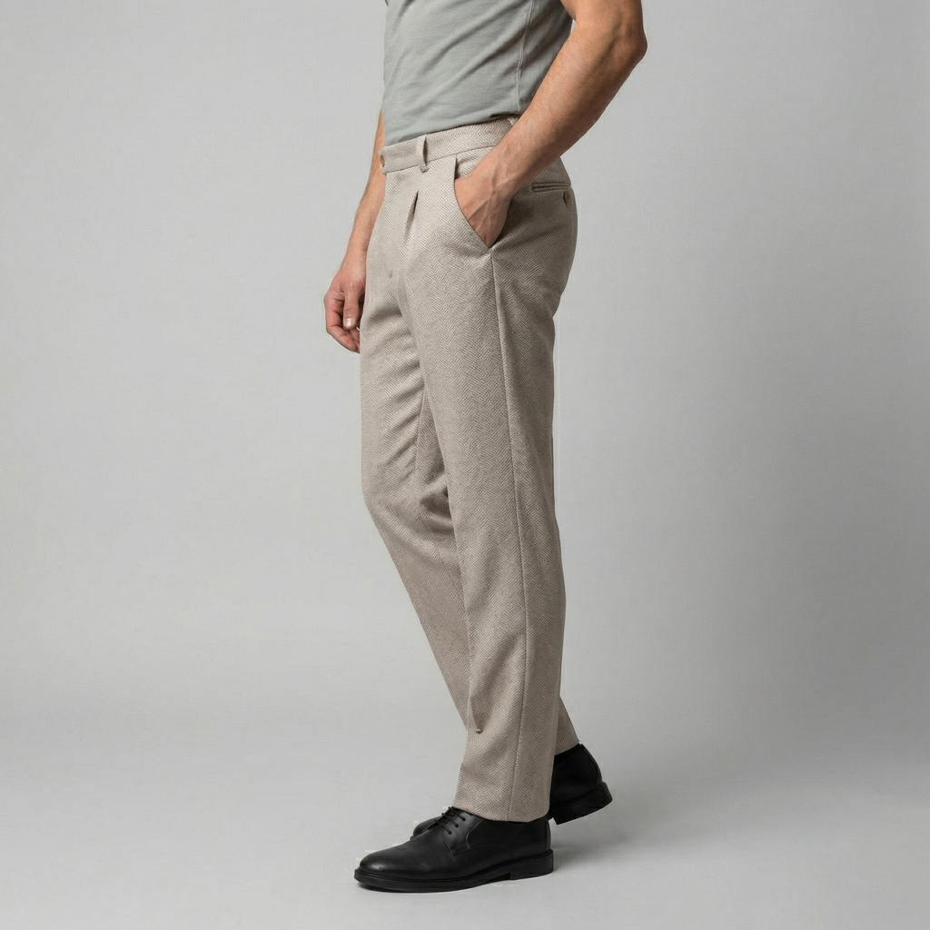 Men's Tapered Trousers - Classic Fit, Lightweight Fabric, Casual or Office Wear