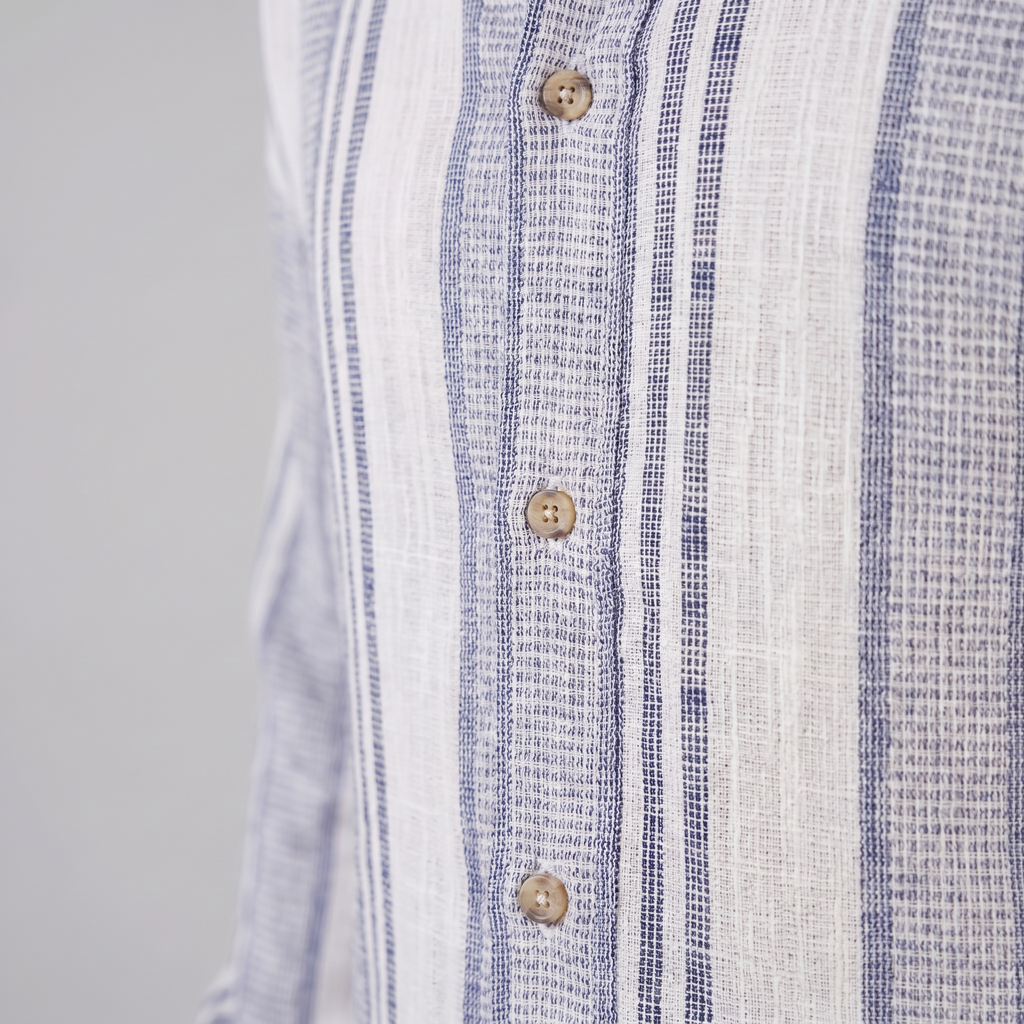 Men's Textured Stripe Summer Button-Up Shirt for Casual Wear