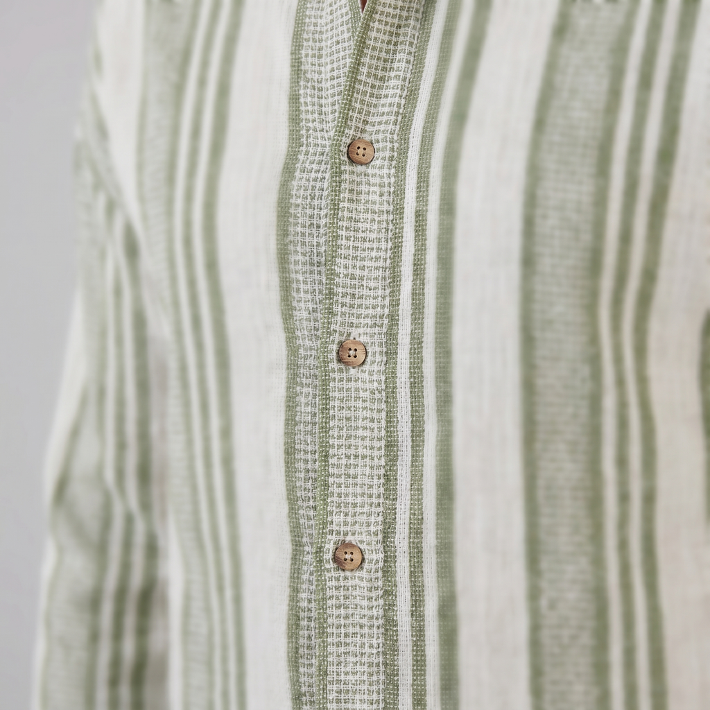 Men's Textured Stripe Summer Button-Up Shirt for Casual Wear