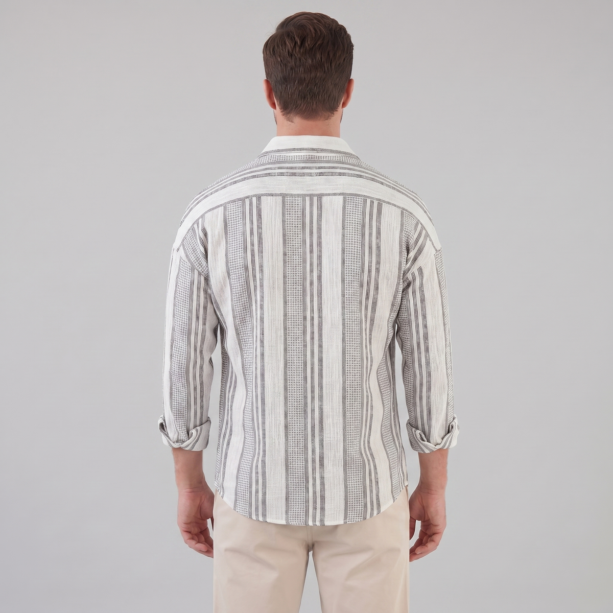 Men's Textured Stripe Summer Button-Up Shirt for Casual Wear