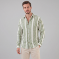 Men's Textured Stripe Summer Button-Up Shirt for Casual Wear