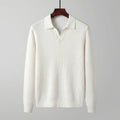 Men's V-Neck Long Sleeve Polo Shirt - Soft Cotton Blend for Casual Wear