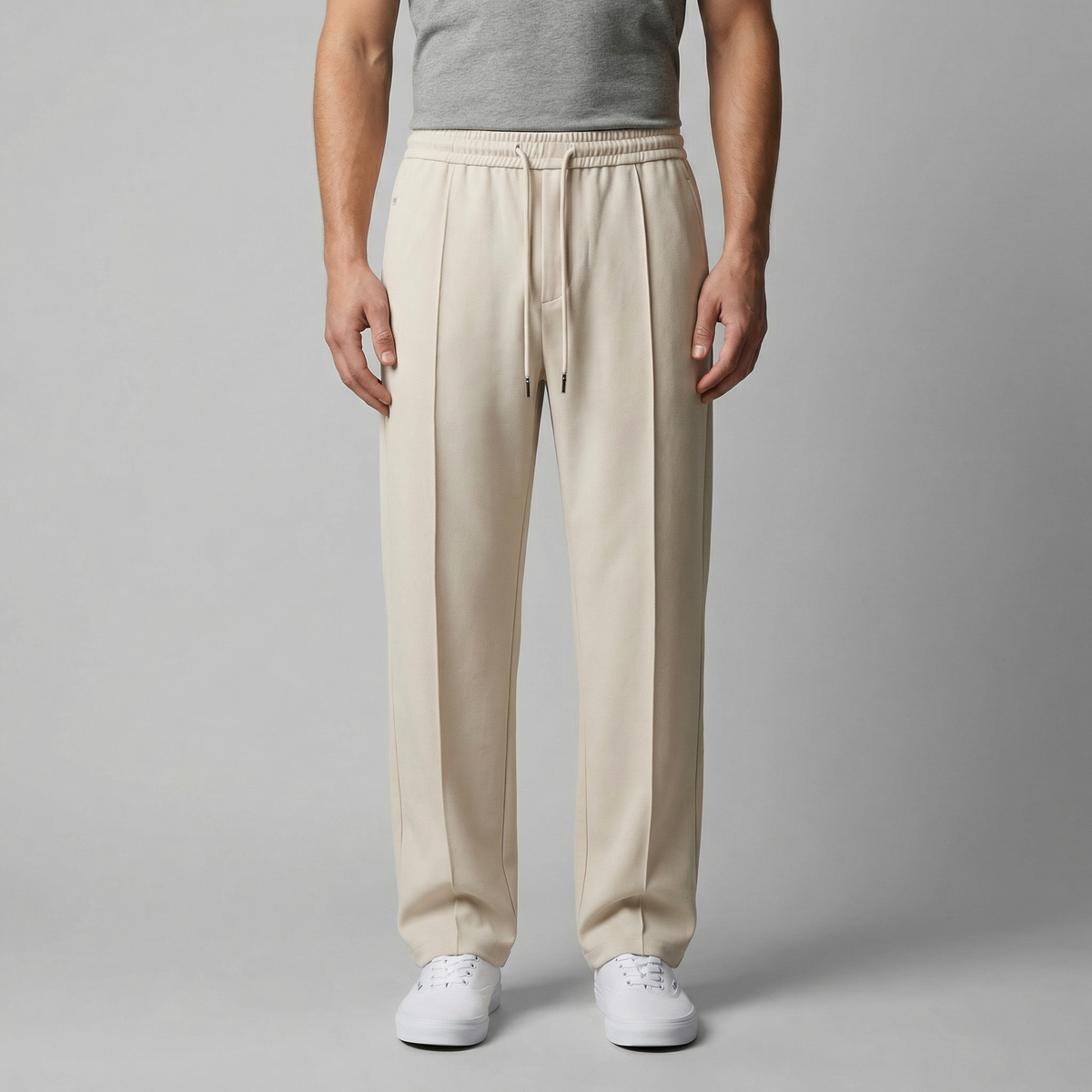 Men's Wide Leg Drawstring Trousers - Comfortable Casual Pants for Everyday Wear