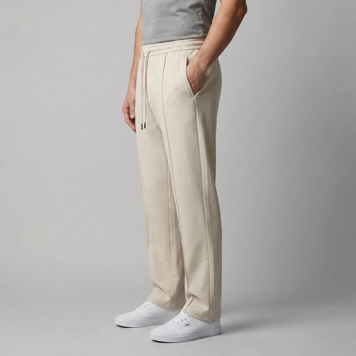 Men's Wide Leg Drawstring Trousers - Comfortable Casual Pants for Everyday Wear