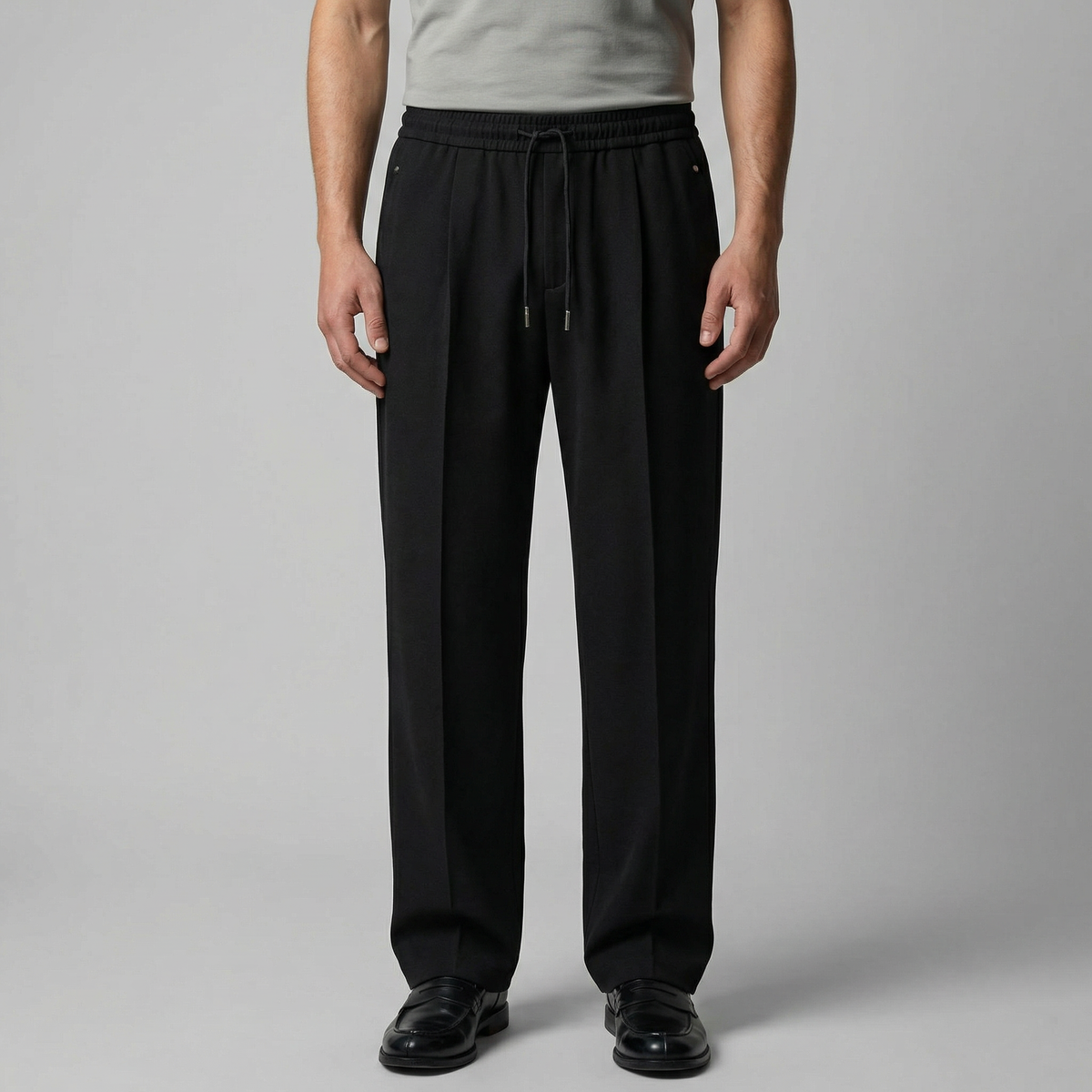 Men's Wide Leg Drawstring Trousers - Comfortable Casual Pants for Everyday Wear