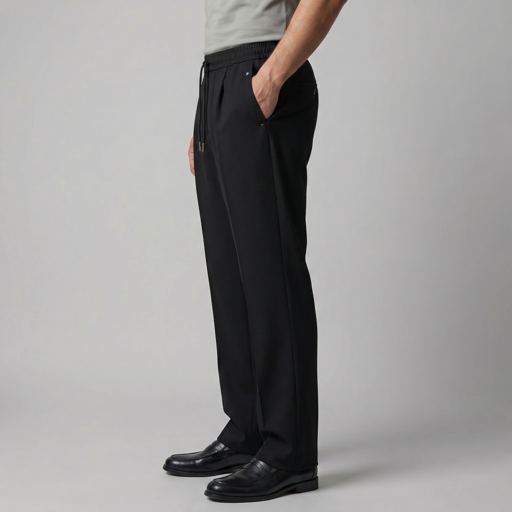 Men's Wide Leg Drawstring Trousers - Comfortable Casual Pants for Everyday Wear