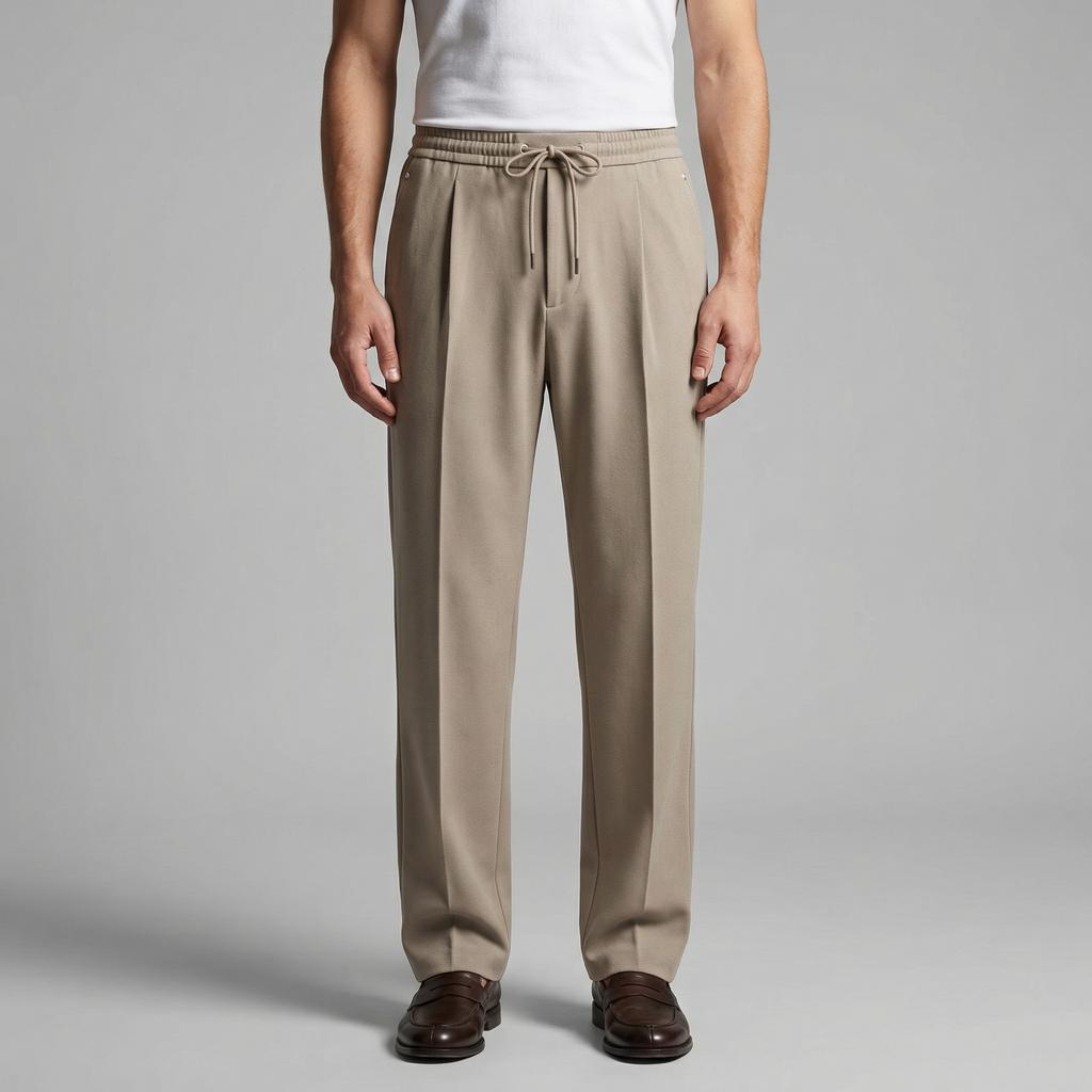 Men's Wide Leg Drawstring Trousers - Comfortable Casual Pants for Everyday Wear