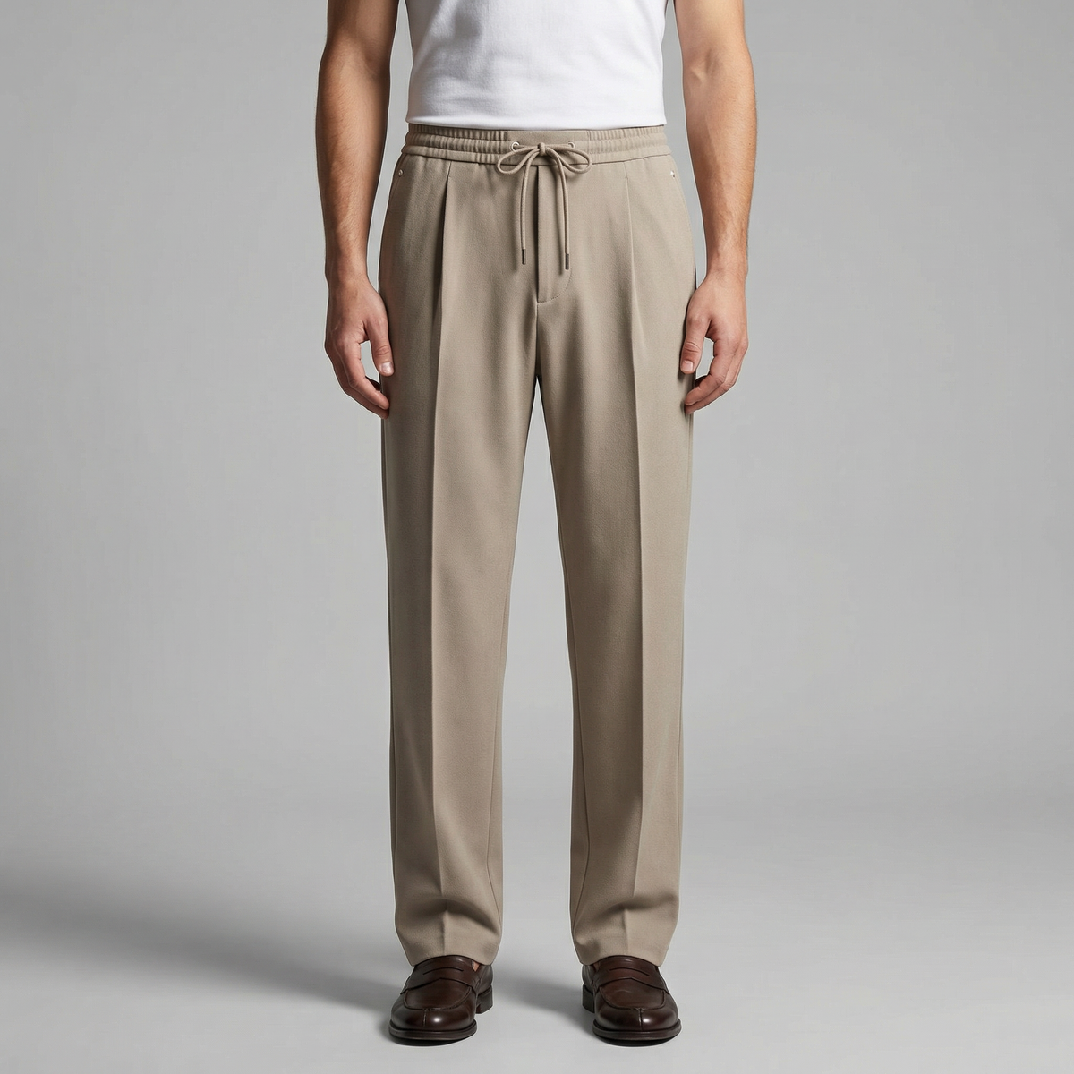 Men's Wide Leg Drawstring Trousers - Comfortable Casual Pants for Everyday Wear