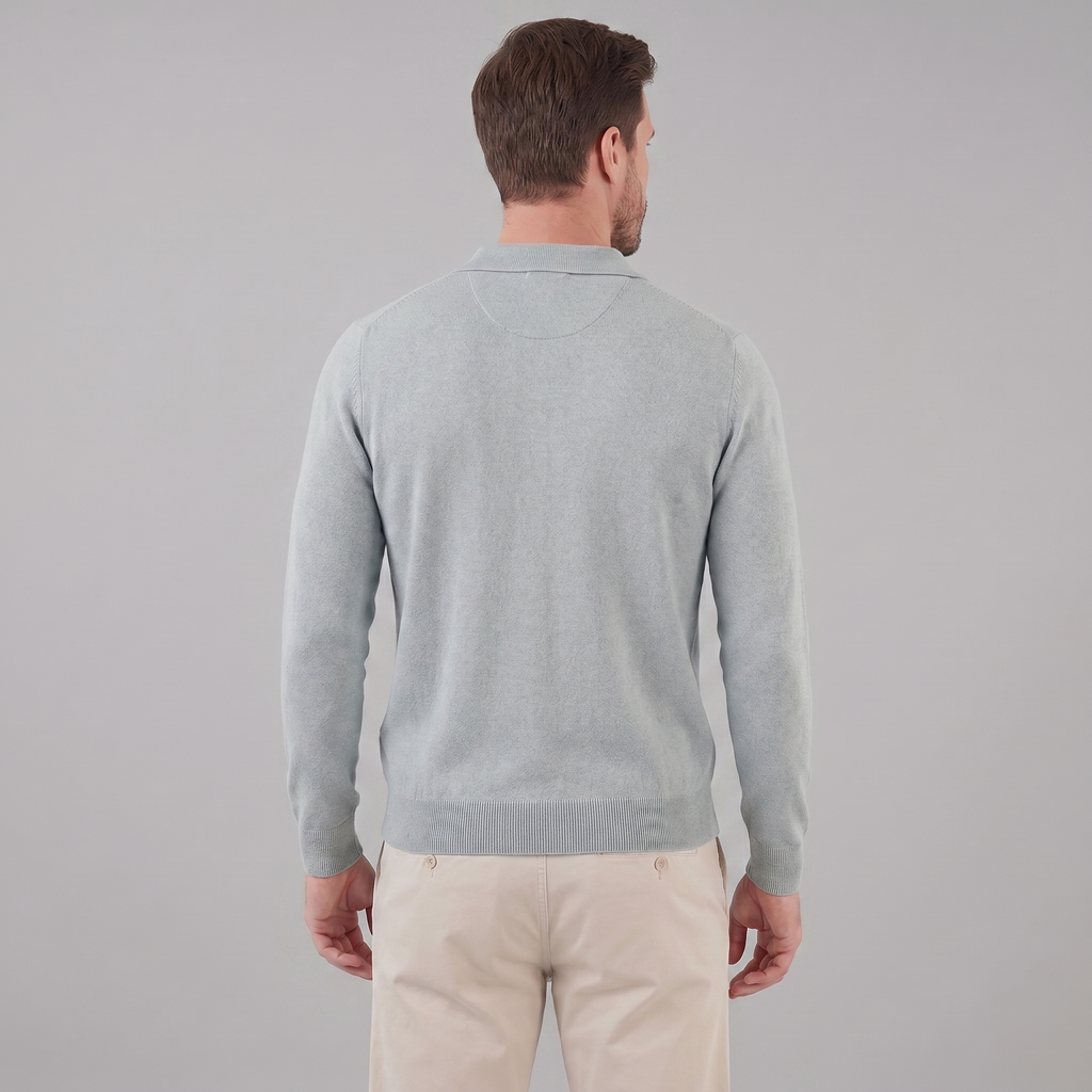 Men's Wool V-Neck Polo Shirt - Soft Knit Fabric for Casual Wear