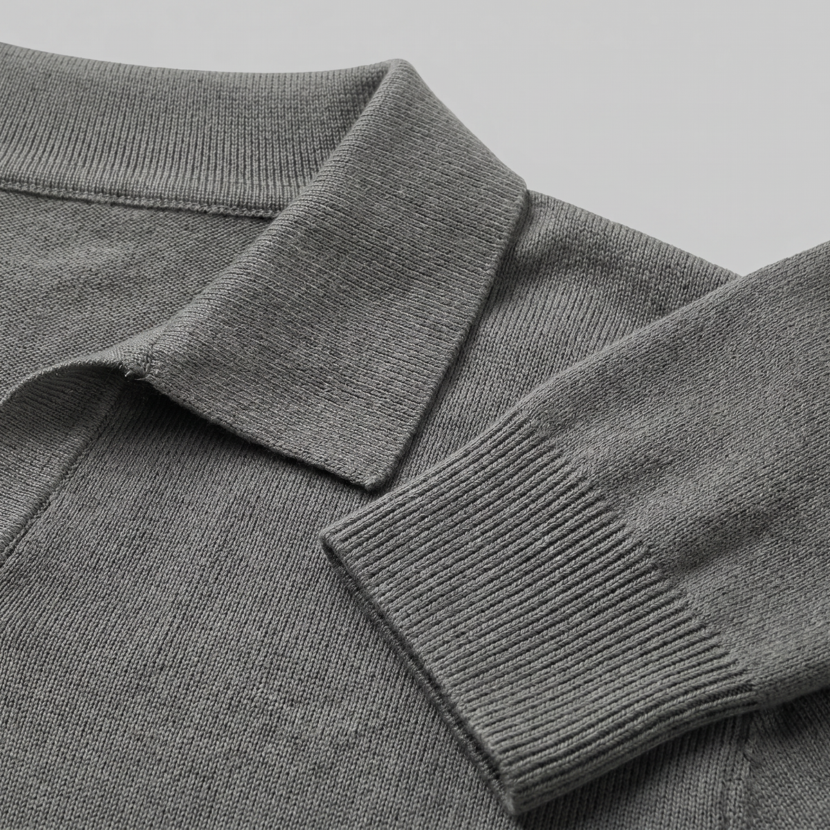 Men's Wool V-Neck Polo Shirt - Soft Knit Fabric for Casual Wear