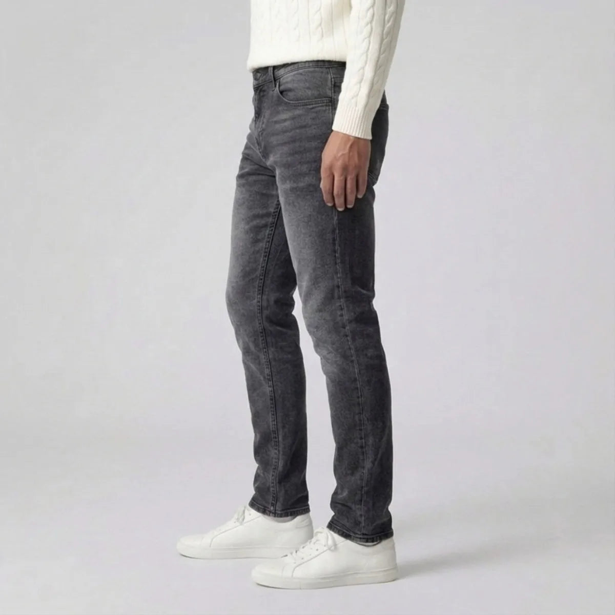 Slim Fit Grey Denim Jeans for Men - Casual Wear, Versatile Style