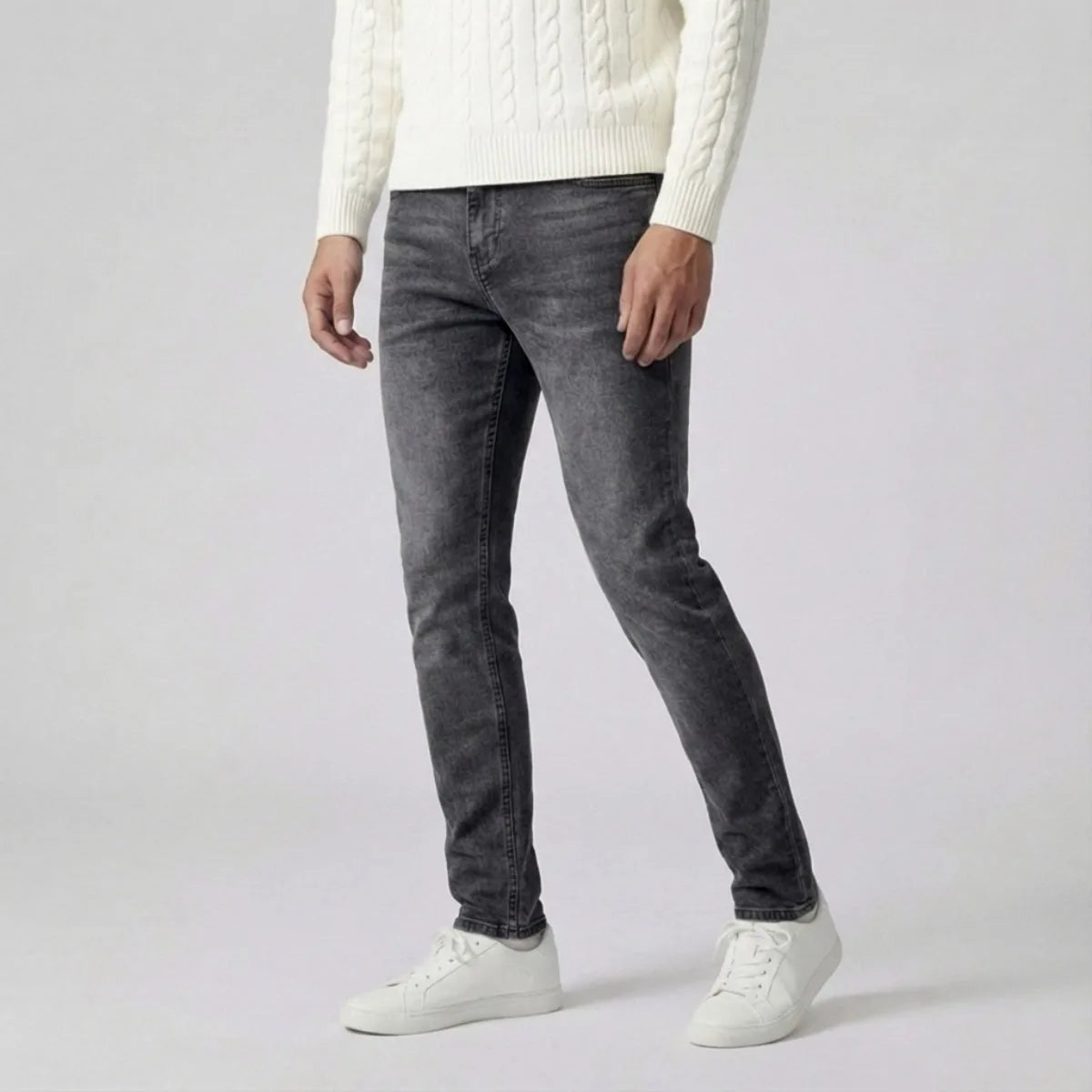 Slim Fit Grey Denim Jeans for Men - Casual Wear, Versatile Style