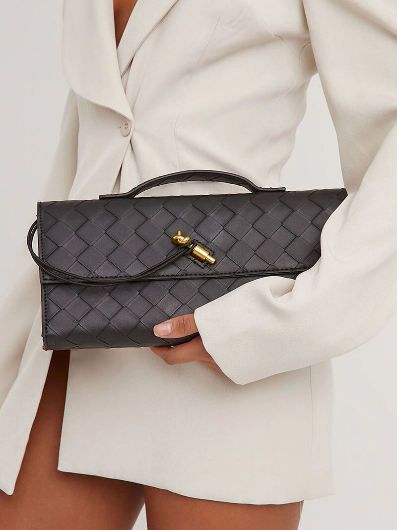 Leather Woven Clutch Bag – Evening & Occasion Bag