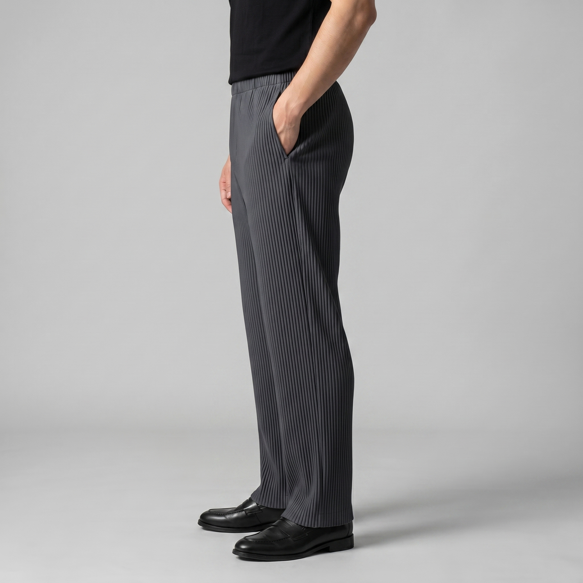 Striped Men's Trousers with Drawstring Elastic Waistband for Casual Wear