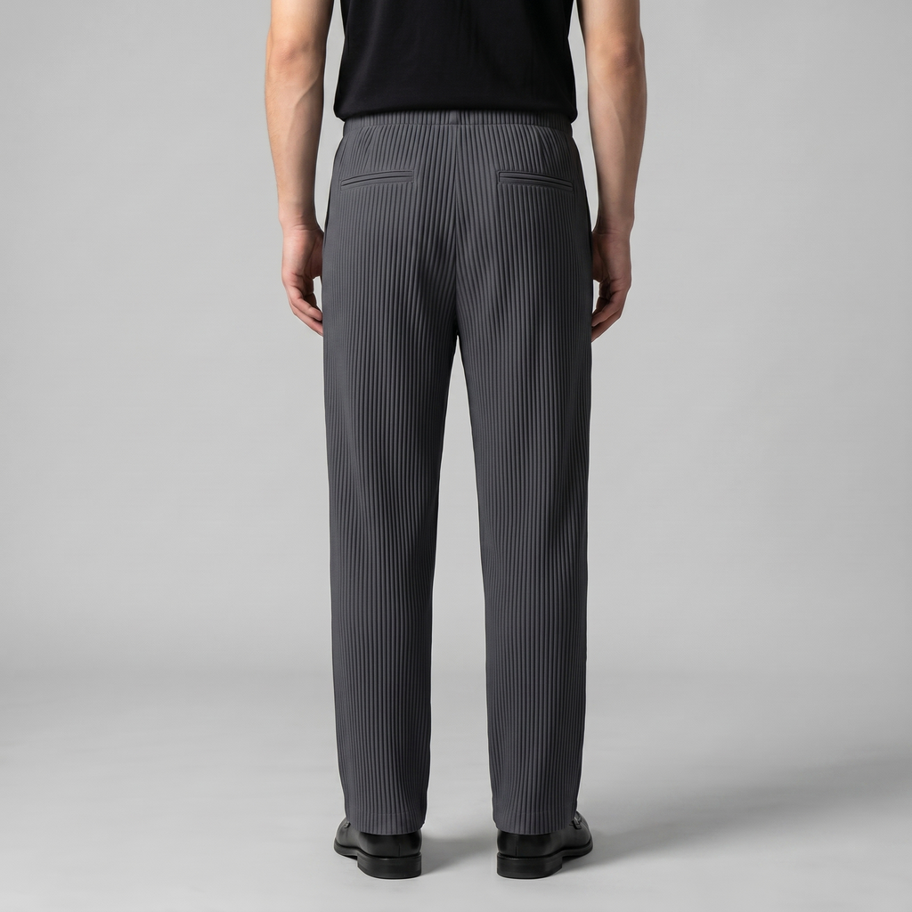 Striped Men's Trousers with Drawstring Elastic Waistband for Casual Wear