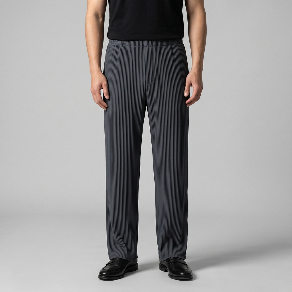 Striped Men's Trousers with Drawstring Elastic Waistband for Casual Wear