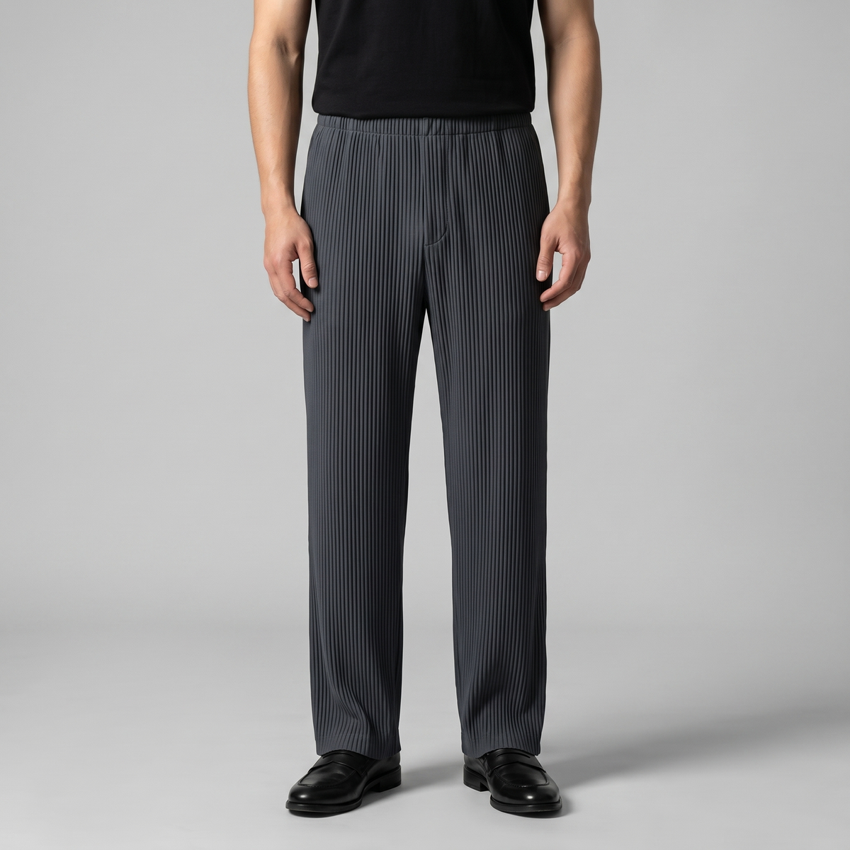 Striped Men's Trousers with Drawstring Elastic Waistband for Casual Wear