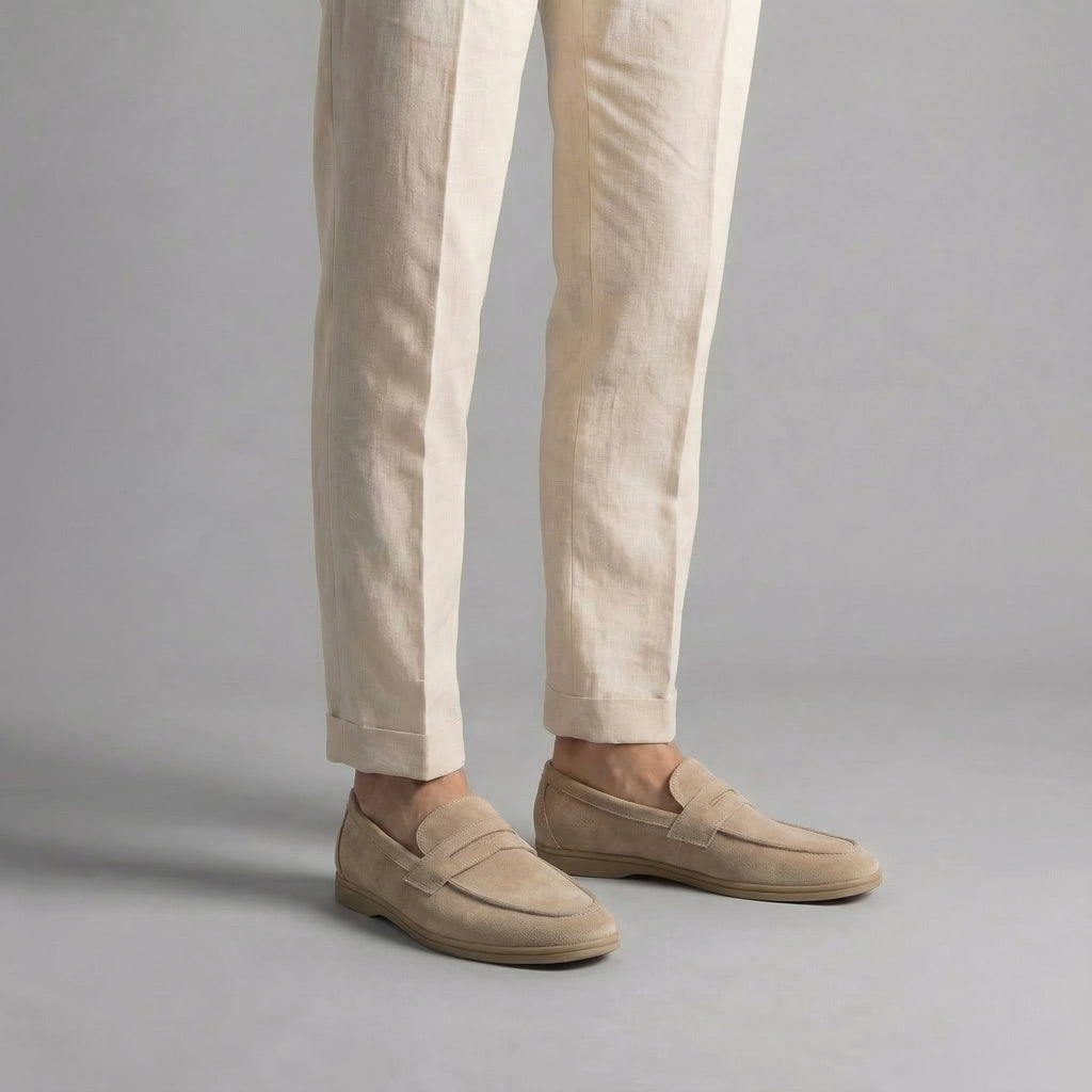 Suede Penny Loafers for Men - Elegant Casual Footwear for Formal and Everyday Wear