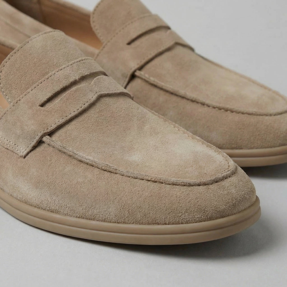 Suede Penny Loafers for Men - Elegant Casual Footwear for Formal and Everyday Wear