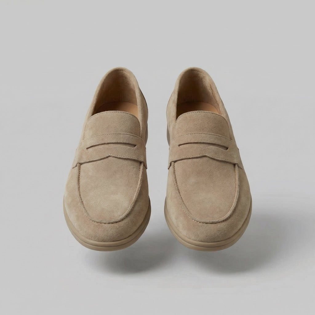Suede Penny Loafers for Men - Elegant Casual Footwear for Formal and Everyday Wear