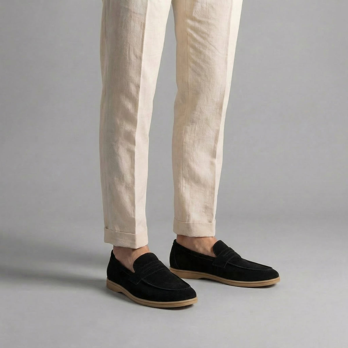 Suede Penny Loafers for Men - Elegant Casual Footwear for Formal and Everyday Wear