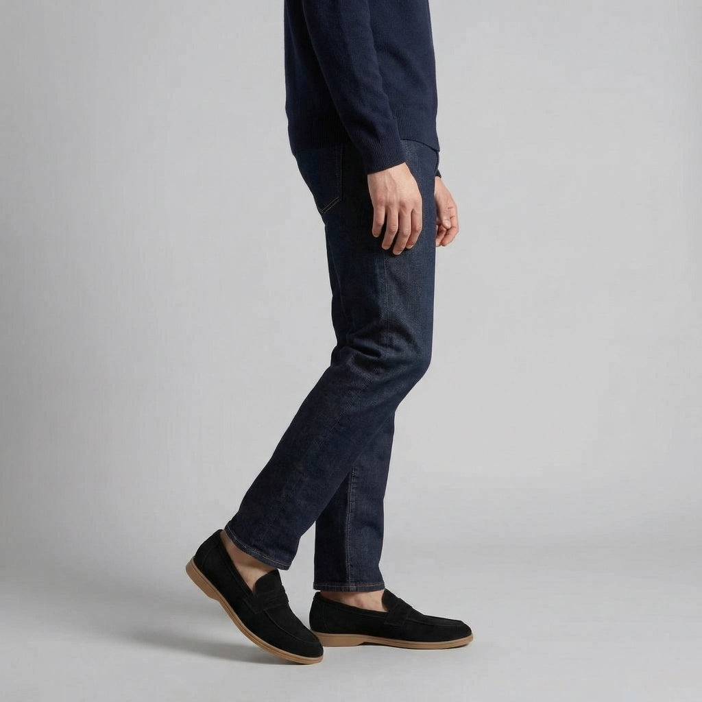 Suede Penny Loafers for Men - Elegant Casual Footwear for Formal and Everyday Wear