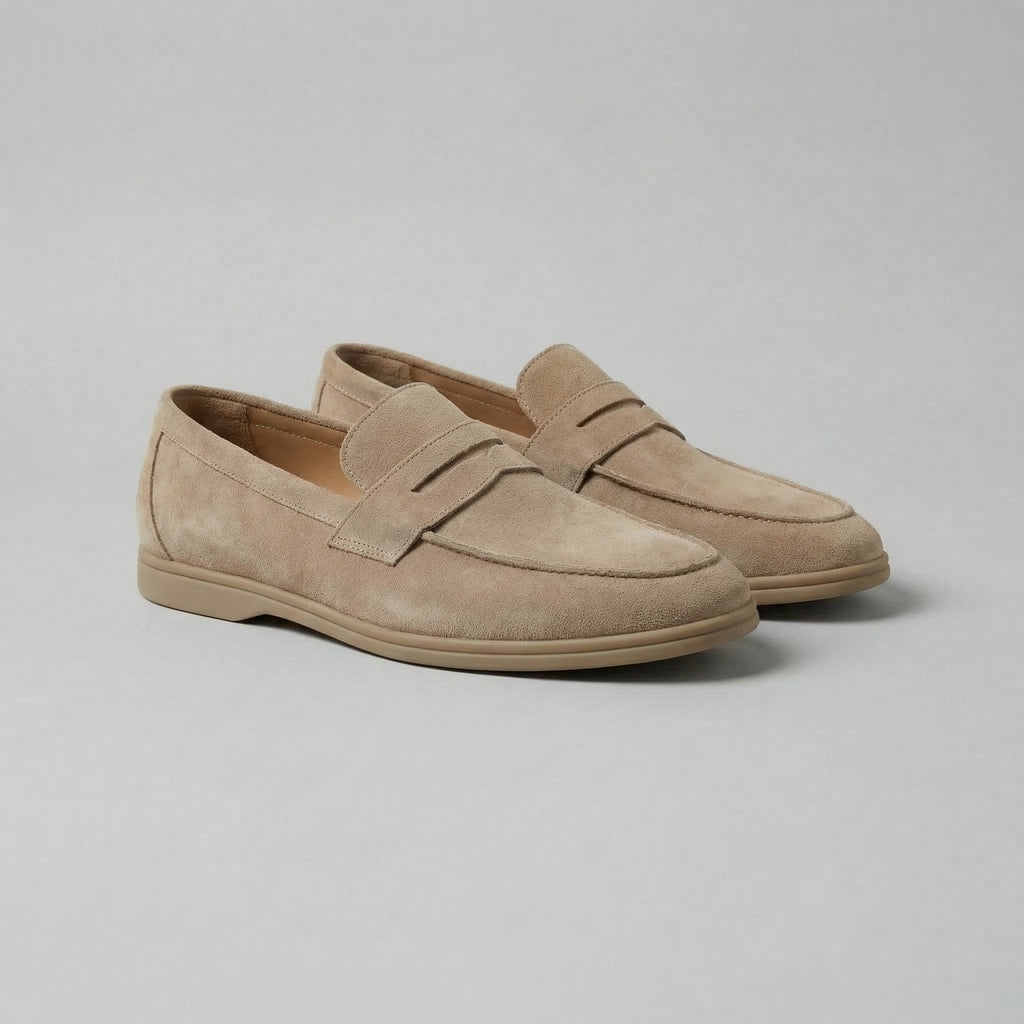 Suede Penny Loafers for Men - Elegant Casual Footwear for Formal and Everyday Wear