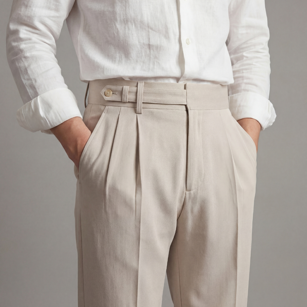 Tailored Fit Men's Trousers - Comfortable Cotton Dress Pants for Work or Casual Wear