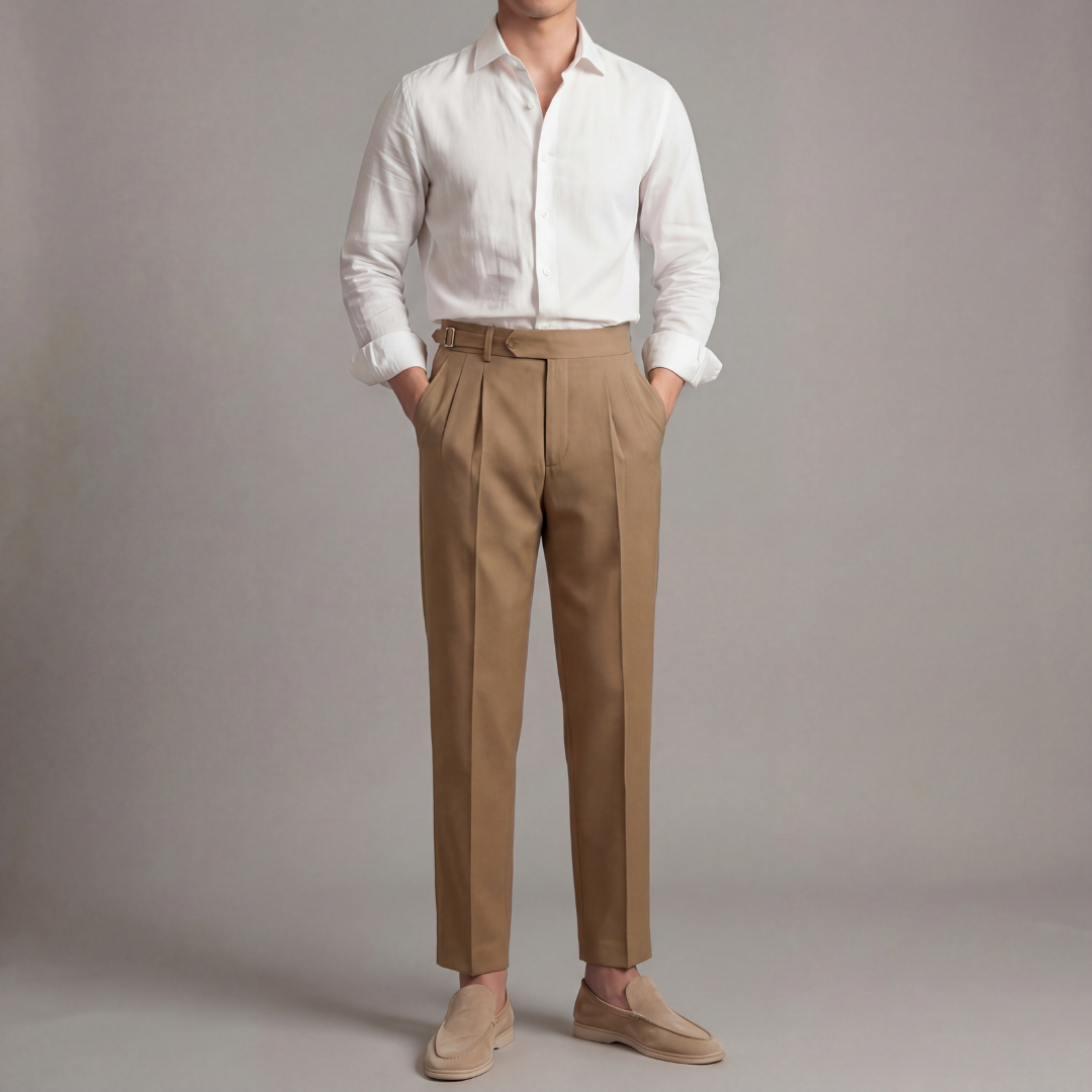 Tailored Fit Men's Trousers - Comfortable Cotton Dress Pants for Work or Casual Wear