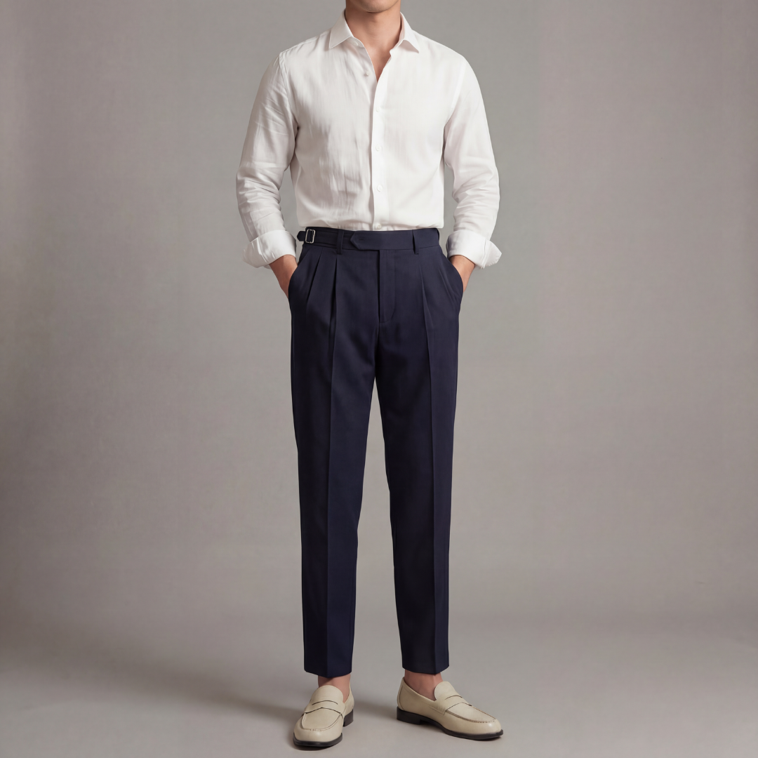 Tailored Fit Men's Trousers - Comfortable Cotton Dress Pants for Work or Casual Wear
