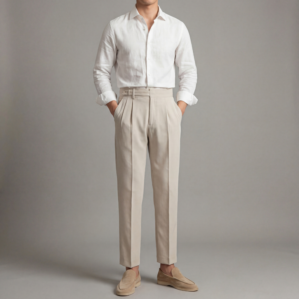 Tailored Fit Men's Trousers - Comfortable Cotton Dress Pants for Work or Casual Wear
