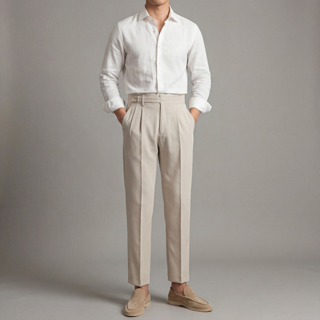 Tailored Fit Men's Trousers - Comfortable Cotton Dress Pants for Work or Casual Wear